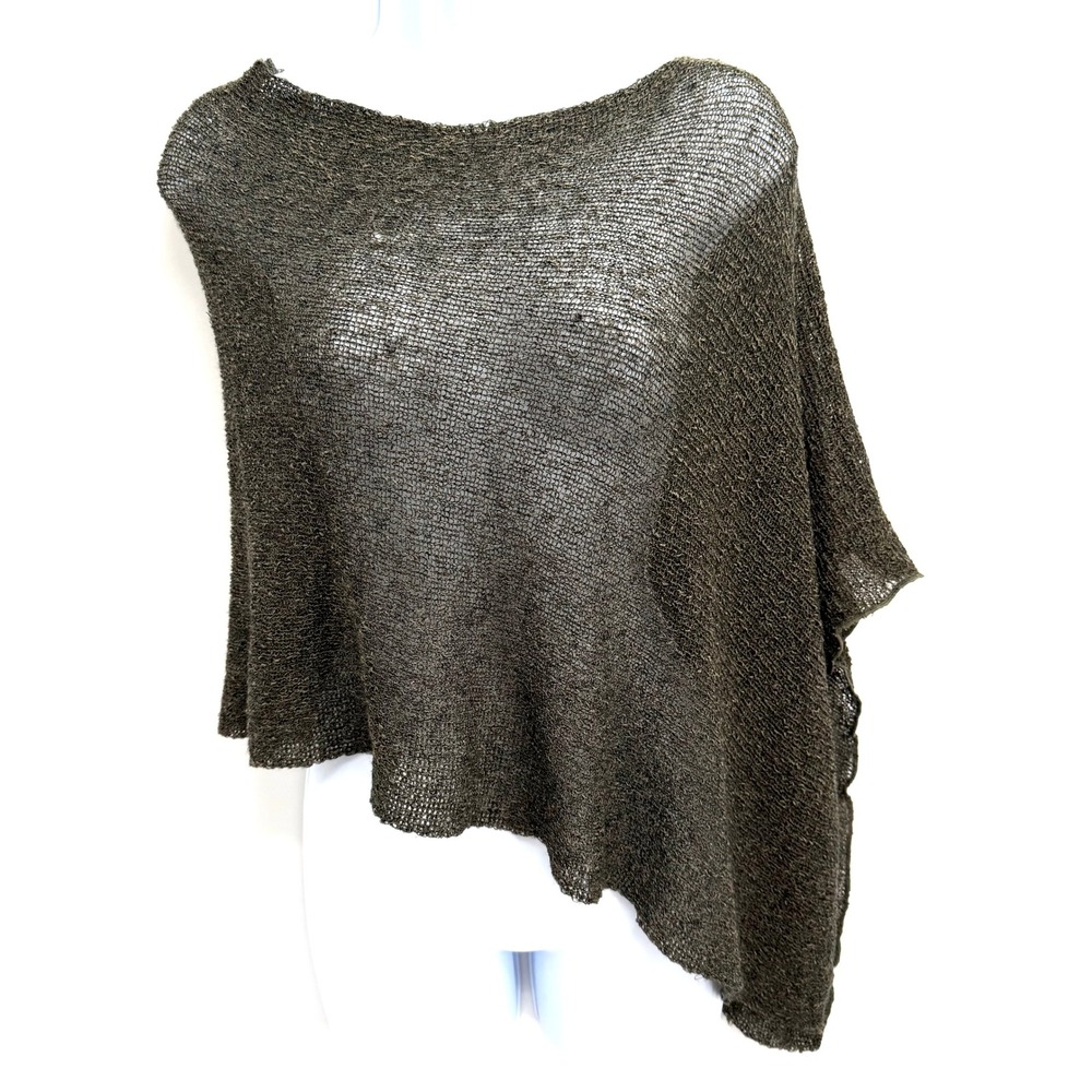 Green Open Knit Asymmetric Poncho Top One Size Boho Whimsigoth Forest Fairy